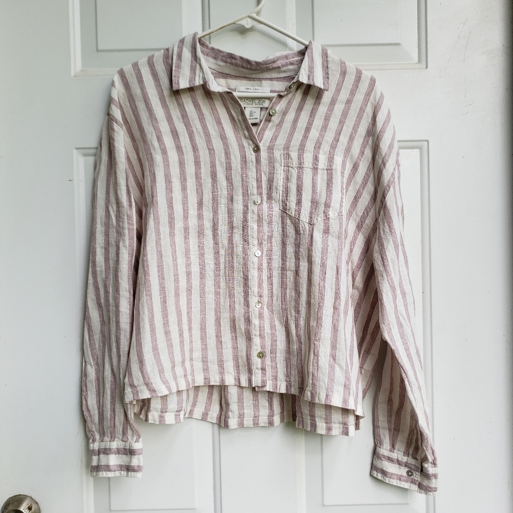 Rachel Zoe cropped linen top
